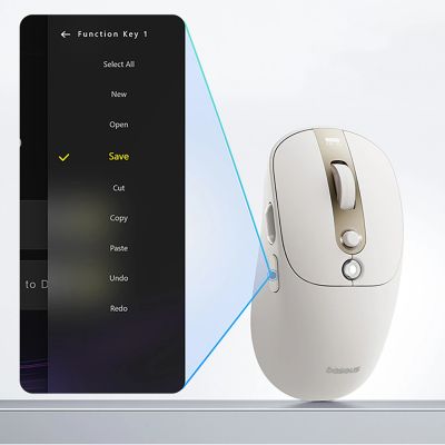 14. Baseus Editor Kabellose Computermaus mit 800-mAh-Akku und Akkuanzeige – Weiß