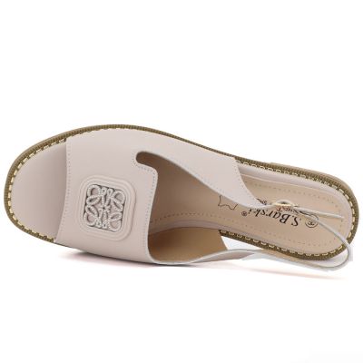 4. Damen-Ledersandalen, flach, nude, S.Barski 61-6018