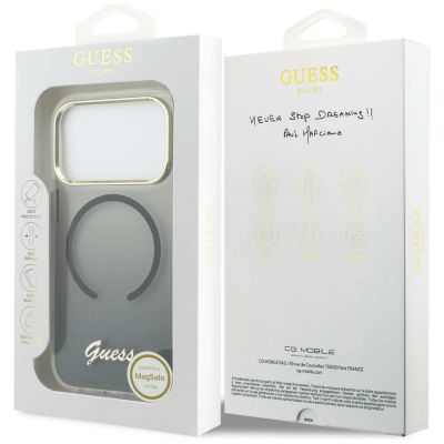 8. Guess IML Gradient Script Metal MagSafe Hülle für iPhone 17 Pro Max - Schwarz