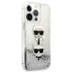 4. Karl Lagerfeld Liquid Glitter Karl&Choupette Head Case für iPhone 13 Pro / iPhone 13 - Silber