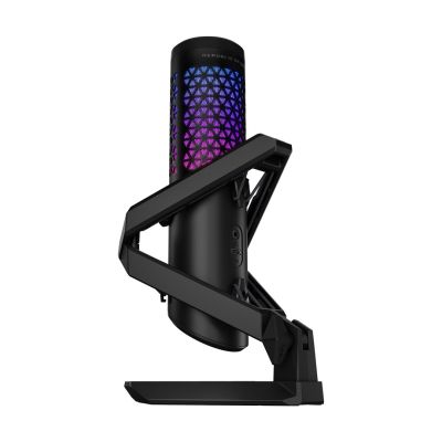 2. ASUS ROG Carnyx USB-Gaming-Mikrofon (25-mm-Kondensatorkapsel, 192 kHz/24 Bit, Niere, Hochpassfilter, integrierter Popfilter, Metall-Schwingungsdämpfer, Stummschaltung per Knopfdruck, USB, Aura Sync RGB) – Schwarz