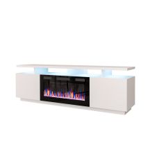 EVA TV-Schrank mit Elektrokamin, 180 x 40 x 52 cm, weiß/weiß glänzend