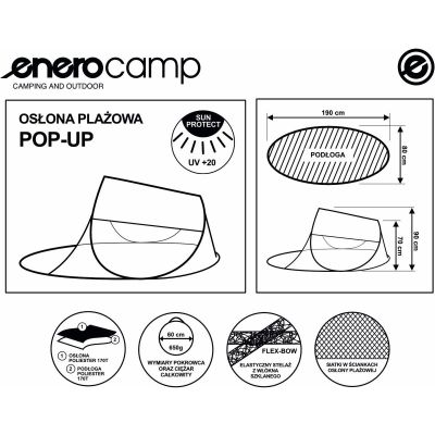7. SELBSTAUFSTELLENDES STRANDZELT 190X80X90/70CM BLAU ENERO CAMP