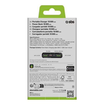 3. Powerbank SBS TTBB10000FASTPD20K 10000 mAh 20W mit Power Delivery - schwarz