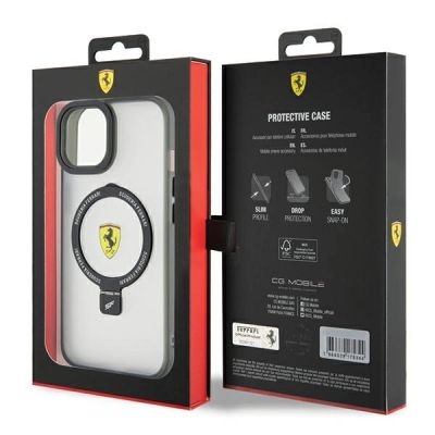 8. Ferrari FEHMP15SUSCAH iPhone 15 6,1" transparentes Hardcase Ring Stand 2023 Collection MagSafe