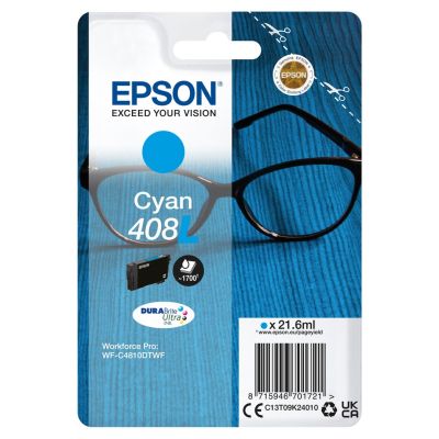 Epson 408L DURABrite Ultra Tintenpatrone, 1 Stück, Original, hohe (XL) Reichweite, Cyan