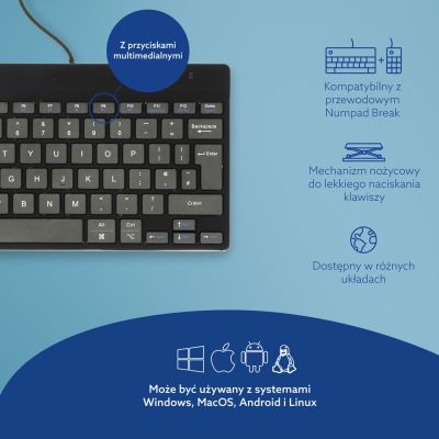 8. Ergonomisches R-Go Compact Break-Keyboard von R-Go Tools mit Break-Software, QWERTY (UK), kabelgebunden, Schwarz