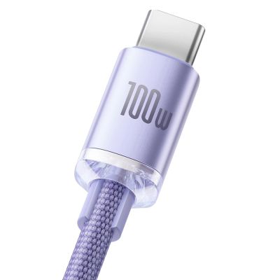 9. Baseus Crystal Shine Series Kabel USB-Kabel für schnelles Aufladen und Datenübertragung USB Typ A - USB Typ C 100 W 1,2 m lila (CAJY000405)