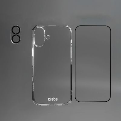 3. SBS-Set mit D3O-Technologie für iPhone 16 - Hülle + Display- und Kameraschutz aus Glas - transparent