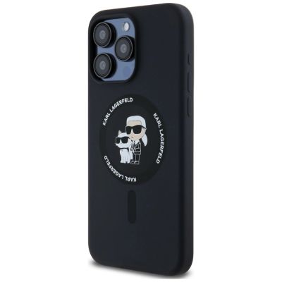 2. Karl Lagerfeld Silikon Karl&Choupette Ring MagSafe Hülle für iPhone 15 Pro Max – Schwarz