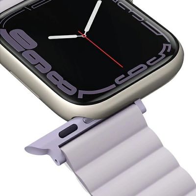 6. Uniq Revix Armband für Apple Watch 1/2/3/4/5/6/7/8/SE/SE2/Ultra 42/44/45/49 mm – lila-weiß