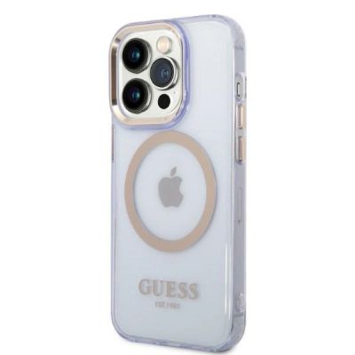 2. Guess Gold Outline Translucent MagSafe Case für iPhone 14 Pro Max 6,7" - Lila