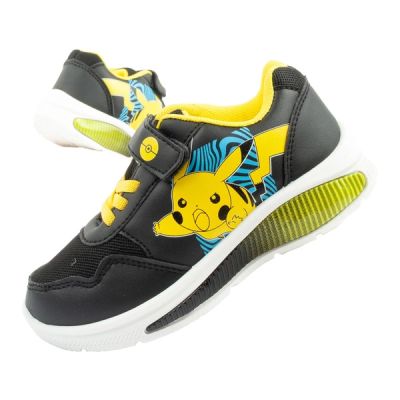 Leomil Pokemon Kinder Sportschuhe Sneakers leicht mit Klettverschluss schwarz gelb