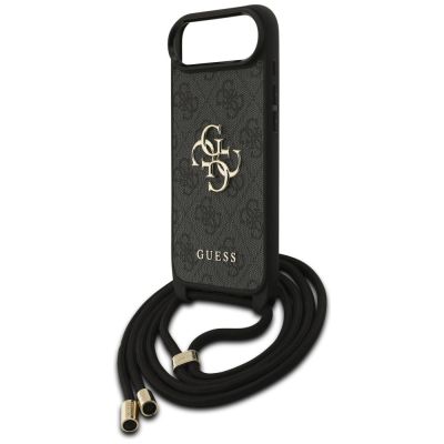 5. Guess 4G Big Logo Cord Strap Crossbody Case für iPhone Air - Schwarz