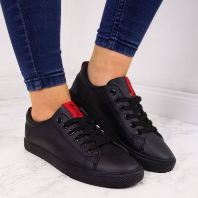 3. Big Star W DD274687 schwarze Low-Top-Sneaker aus Öko-Leder 