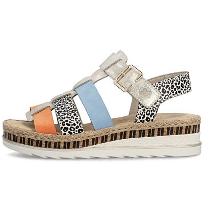 3. Rieker V7904-90 Damen-Keilsandalen aus Leder