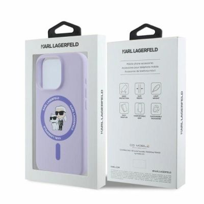 5. Karl Lagerfeld Silikon Karl&Choupette Heads Ring MagSafe Case für iPhone 16 Pro Max - Lila