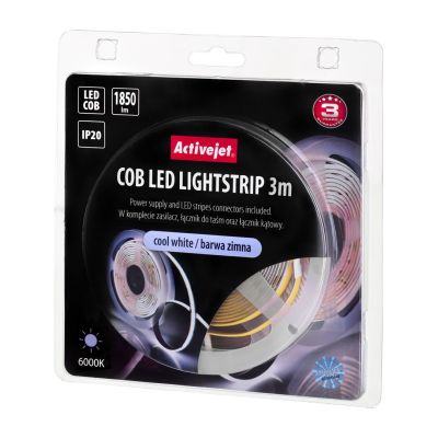 3. 3 m COB-LED-Streifen mit Netzteil, kaltweiß, Schutzart IP20