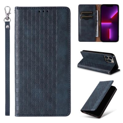 3. Magnetband Hülle Hülle für Samsung Galaxy S23 Ultra Flip Wallet Mini Lanyard Stand Blau