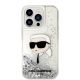 3. Karl Lagerfeld Glitter Karl's Head Hülle für iPhone 14 Pro Max – Silber