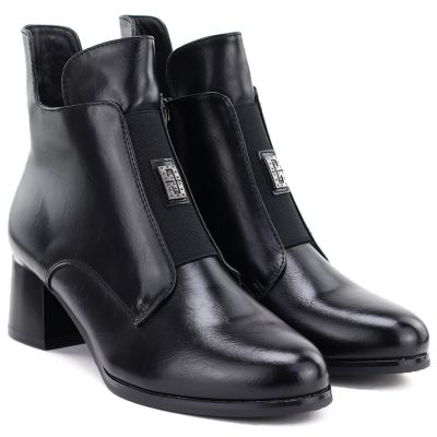4. Gefütterte Damen-Ankle-Boots mit Blockabsatz, schwarz, Potocki SZ12868