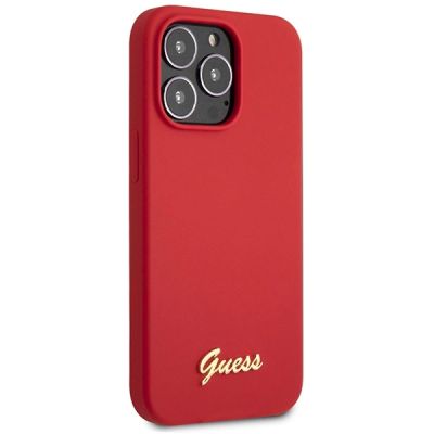 4. Guess GUHCP13XLSLMGRE iPhone 13 Pro Max 6,7" rot/burgund Hartschale Silikon Vintage Gold Logo