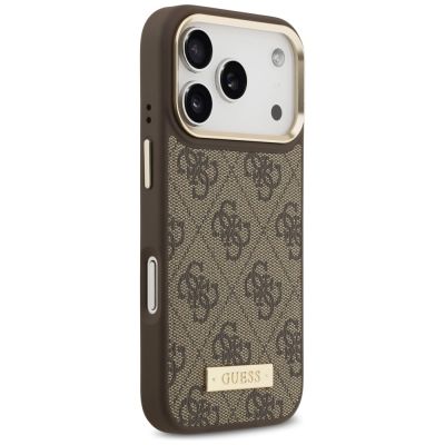 4. Guess 4G Logo Plate MagSafe Hülle für iPhone 17 Pro - braun