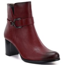 Gefütterte Damen-Ankle-Boots mit Blockabsatz, rot, M.Daszyński SA125-32