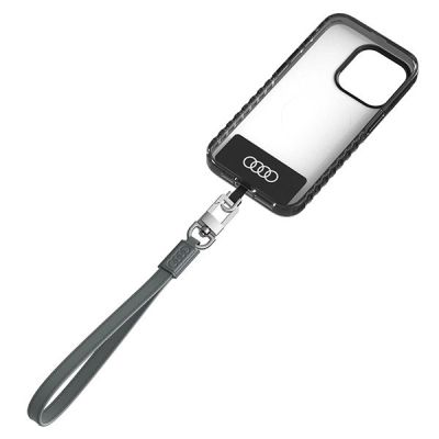 2. Audi Crossbody Leder Universal Schlüsselband 28cm x 10mm - Grau