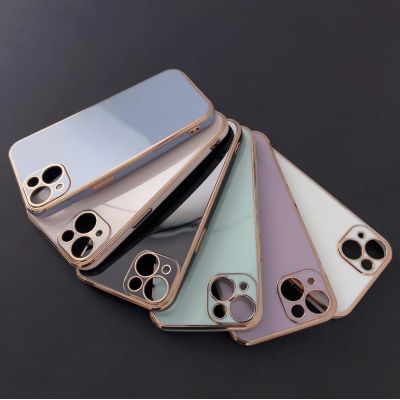 4. Lighting Color Case für iPhone 12 Pro Max blaue Gelhülle mit goldenem Rahmen