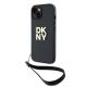 DKNY Wrist Strap Stock Logo Hülle für iPhone 14 / 15 / 13 – Schwarz