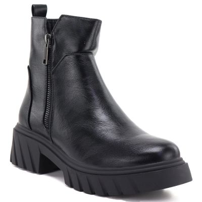 Damen-Stiefeletten mit Blockabsatz und Plateau, schwarz, M.Daszyński