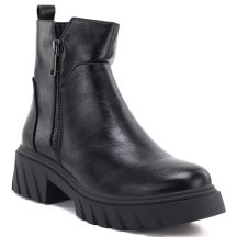 Damen-Stiefeletten mit Blockabsatz und Plateau, schwarz, M.Daszyński