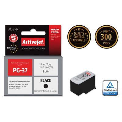 2. Activejet AC-37R Tinte (Ersatz für Canon PG-37; Premium; 12 ml; Schwarz)