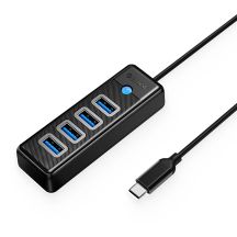 Orico PW4U-C3 USB-C / 4x USB-A 3.0 Hub - Schwarz
