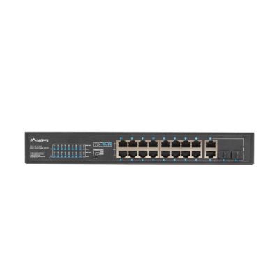 9. LANBERG Switch Rack 19" 16x 100MB PoE+/2x Combo Gigabit 250W Unmanaged RSFE-16P-2C-250