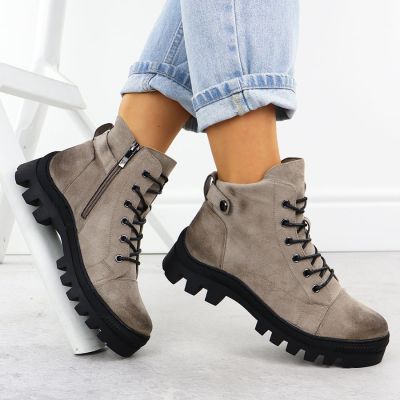 6. Damen-Stiefeletten in Khaki Potocki Z25-JE19317