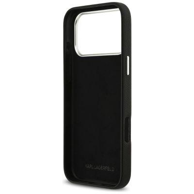 7. Karl Lagerfeld FW Grained Signature Logo Case für iPhone 17 Pro Max - Schwarz