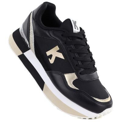 Damen-Sportschuhe aus Leder, schwarz, Kobbo 100102