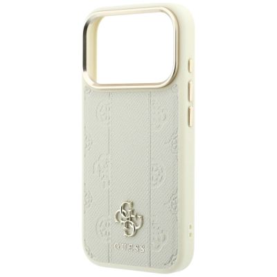 14. Guess Stripe Peony 4G Logo MagSafe Hülle für iPhone 18 Pro Max / 17 Pro Max – Beige