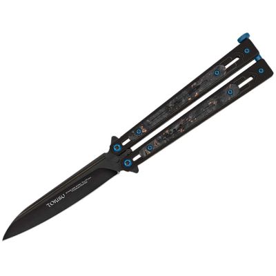 Tokisu 02259 Balisong Messer aus hellem, schwarzem Stahl