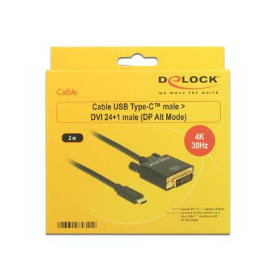 3. DeLOCK 2 m, externe USB-Grafikkarte mit 24+1 USB-Anschlüssen (USB-C/DVI), 3840 x 2160 Pixel, Schwarz