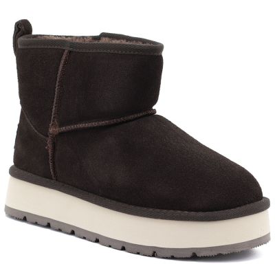 Damen-Ankle-Boots aus Leder mit Plateau, braun, Big Star UU274693