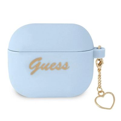 Guess, GUA3LSCHSB AirPods 3 Cover Blau/Blau Silicone Charm Heart Collection