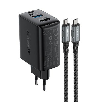 2. Acefast 2in1 Ladegerät GaN 65W USB Type C / USB, Adapter HDMI Adapter 4K 60Hz (Set mit Kabel) schwarz (A17 schwarz)