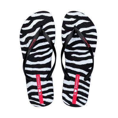 3. Ipanema Damen-Flip-Flops mit Tiermuster, Schwarz und Grau, 83846-BP655