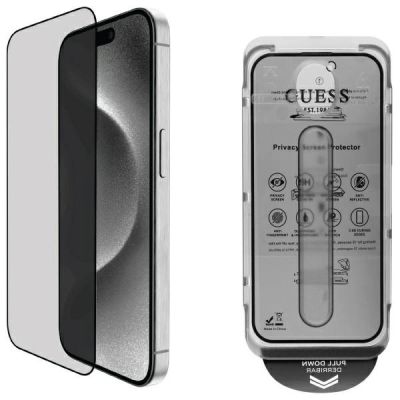 Guess Displayschutz Privacy 2.5D Outline Panzerglas für iPhone 16 Pro