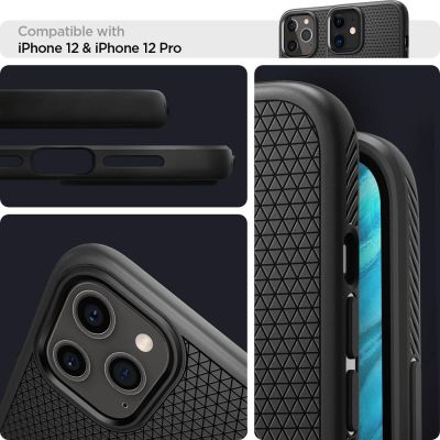 13. Spigen Liquid Air Hülle für iPhone 12 / iPhone 12 Pro – Mattschwarz