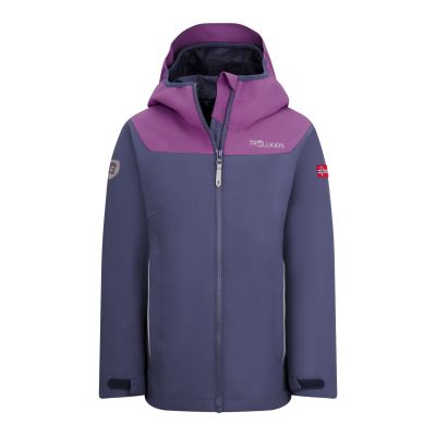 Kinder-Regenjacke für Mädchen Trollkids Girls Bergen Jacket violet blue/mallow pink (611-111)
