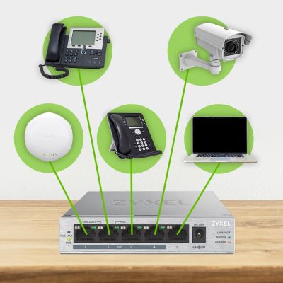 4. Zyxel GS1005-HP 5p PoE-Switch (PoE+: 4) 60W Unmanaged Gigabit